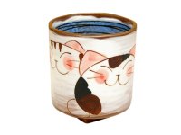 Yunomi Tea Cup for Green Tea Nakayoshi neko Cats (Blue)