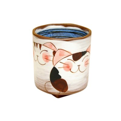 [Made in Japan] Nakayoshi neko cats (Blue) Japanese green tea cup