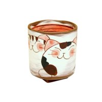 Yunomi Tea Cup for Green Tea Nakayoshi neko Cats (Red)