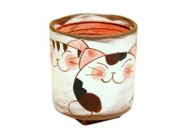 Yunomi Tea Cup for Green Tea Nakayoshi neko Cats (Red)