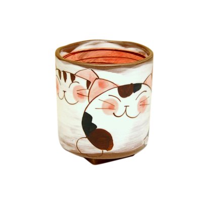 [Made in Japan] Nakayoshi neko cats (Red) Japanese green tea cup