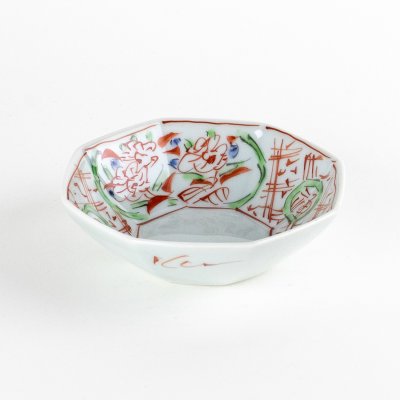 Photo1: Octagonal Small Bowl Nishiki-Manreki (11.3 cm/4.4 in)