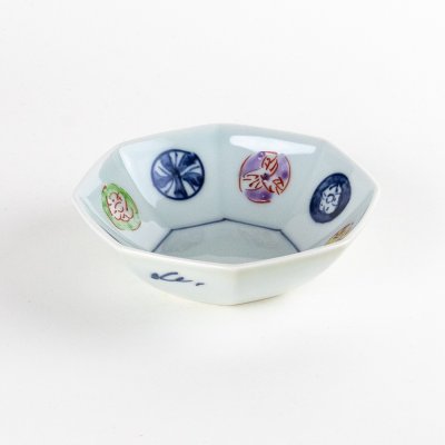 Photo1: Octagonal Small Bowl Somenishiki-Marumon (11.3 cm/4.4 in)