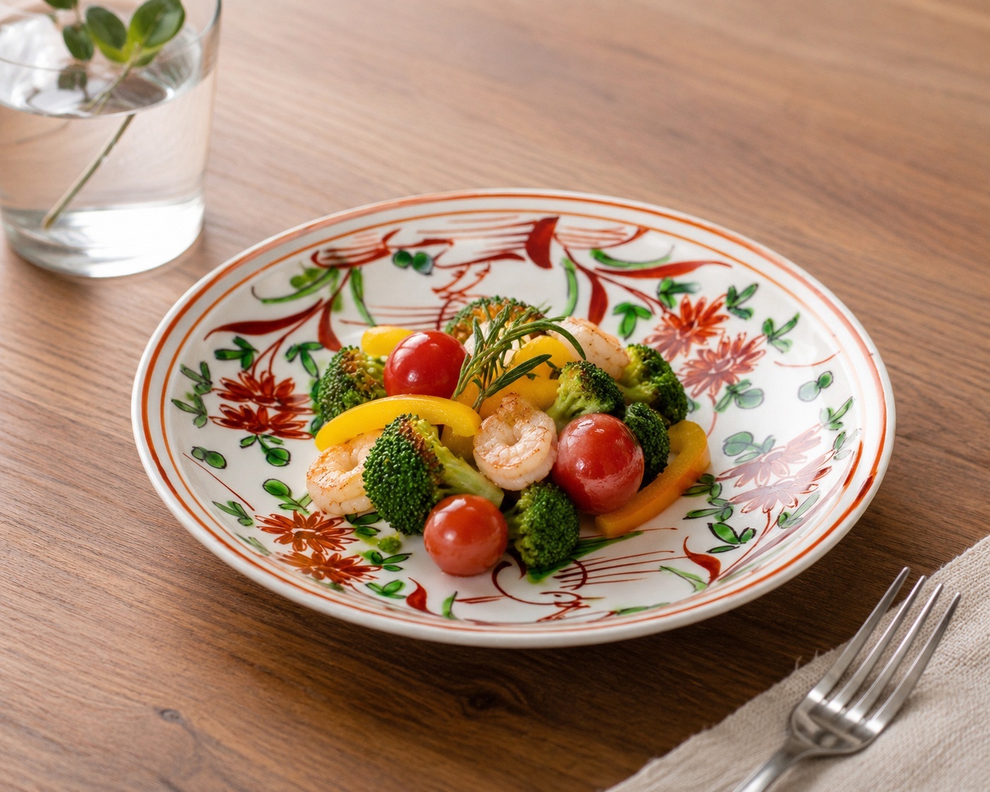 Food served on contemporary Arita ware tableware
