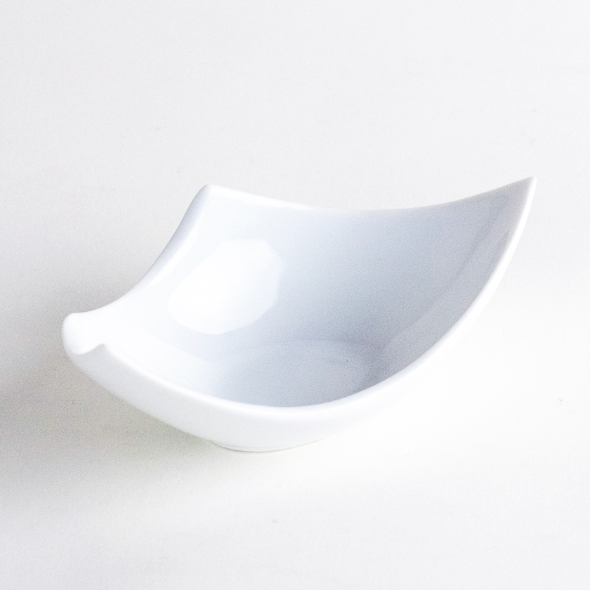 Small Hakuji white porcelain bowl with a distinctive sculptural form