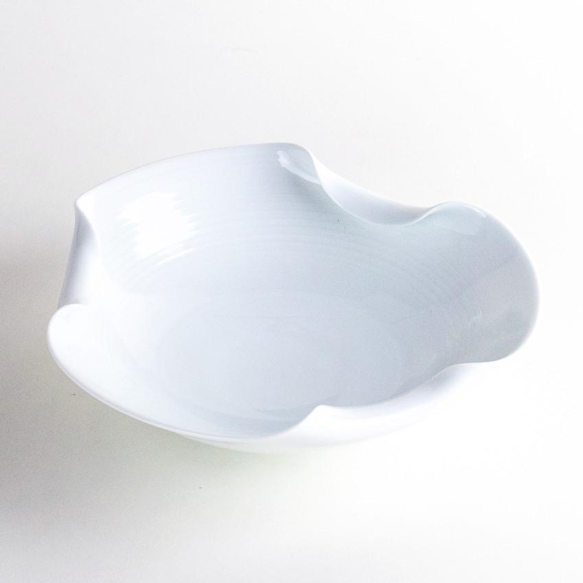 Hakuji white porcelain bowl with a distinctive contemporary form