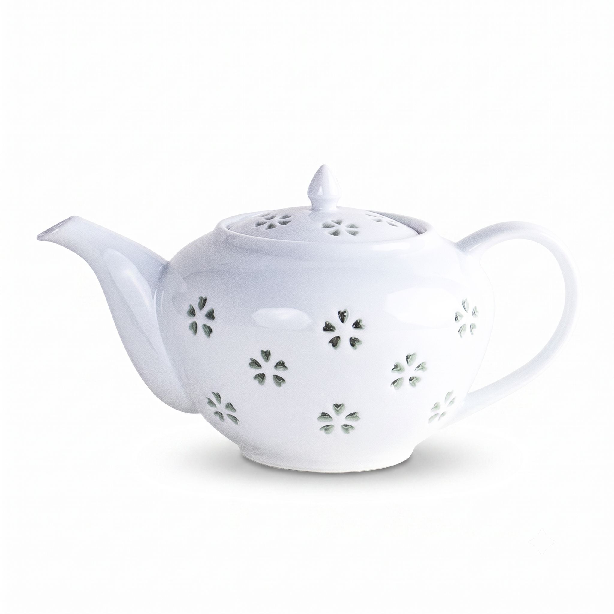 Hakuji white porcelain teapot decorated with crystal carving