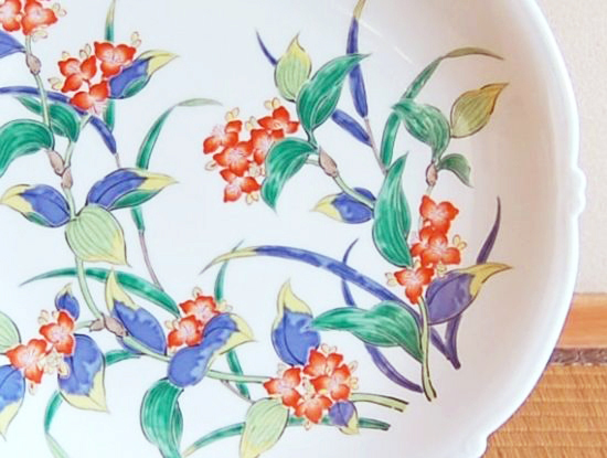 Close-up of a Kakiemon-style decorative plate