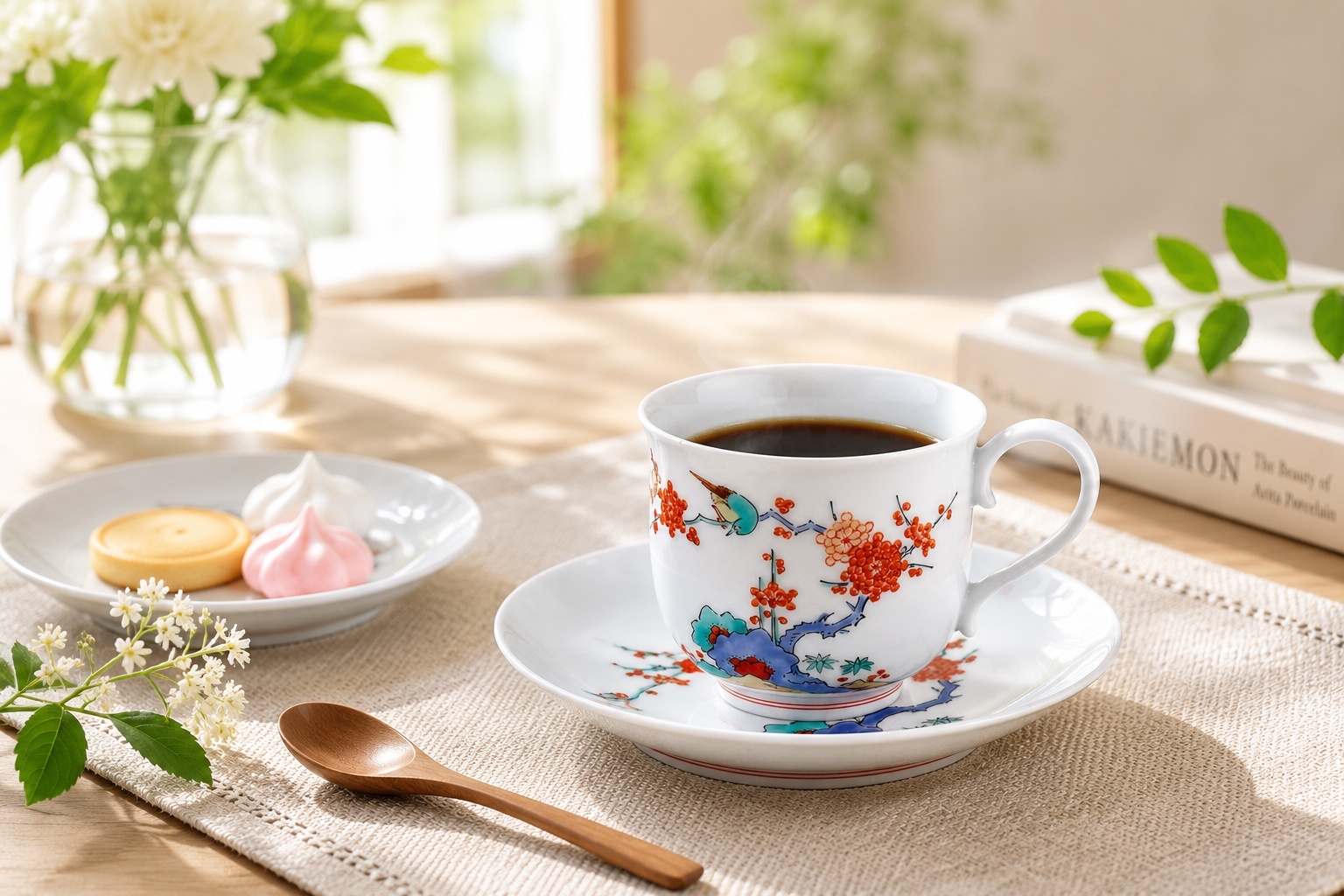 Kakiemon-style coffee cup in use