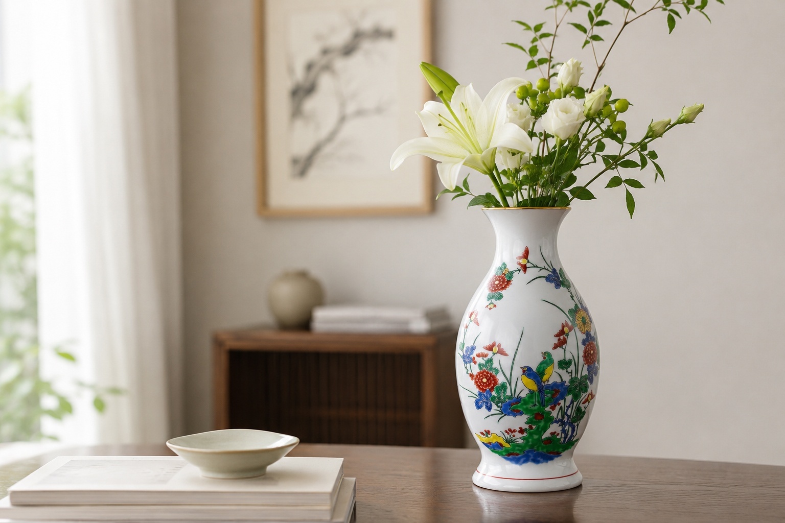 Kakiemon-style vase displayed indoors