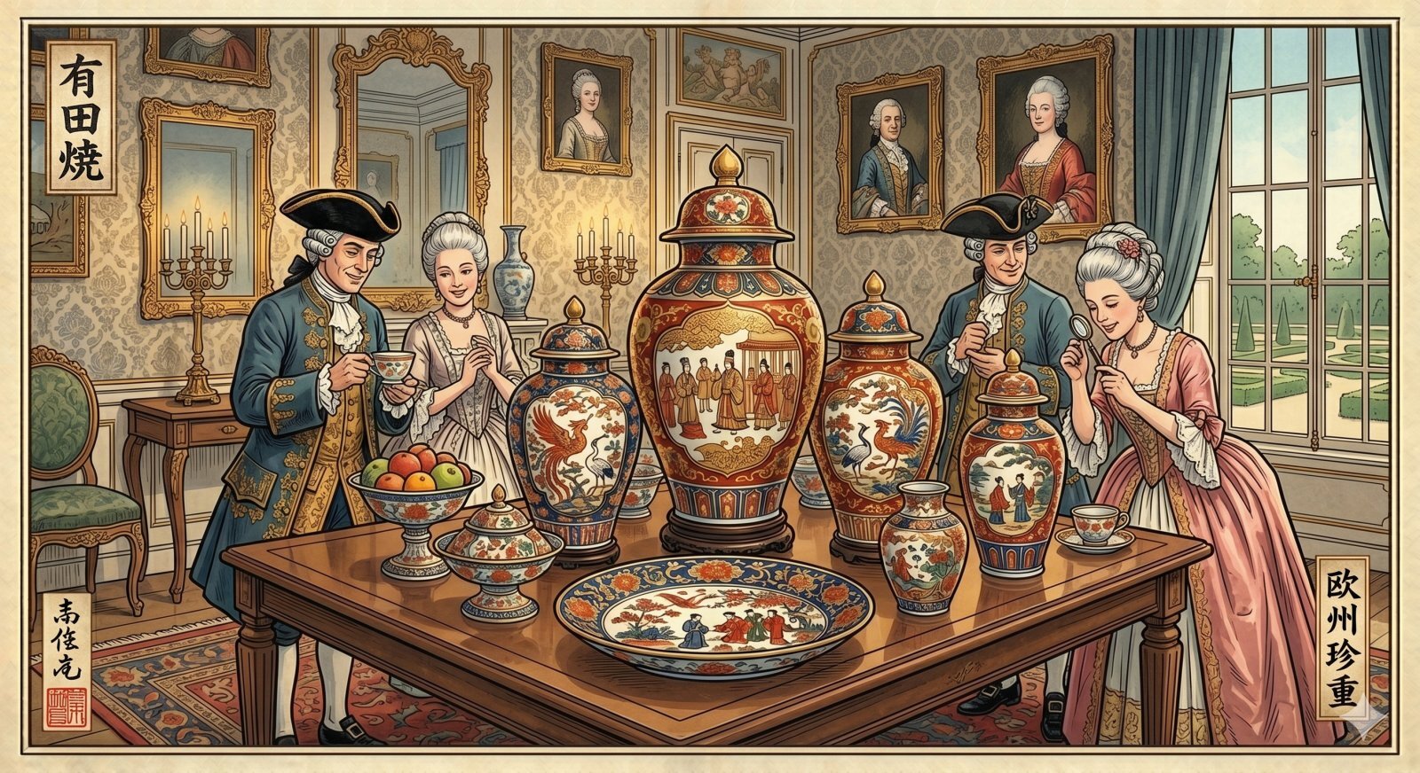 Illustration of Ko-Imari porcelain appreciated in Europe