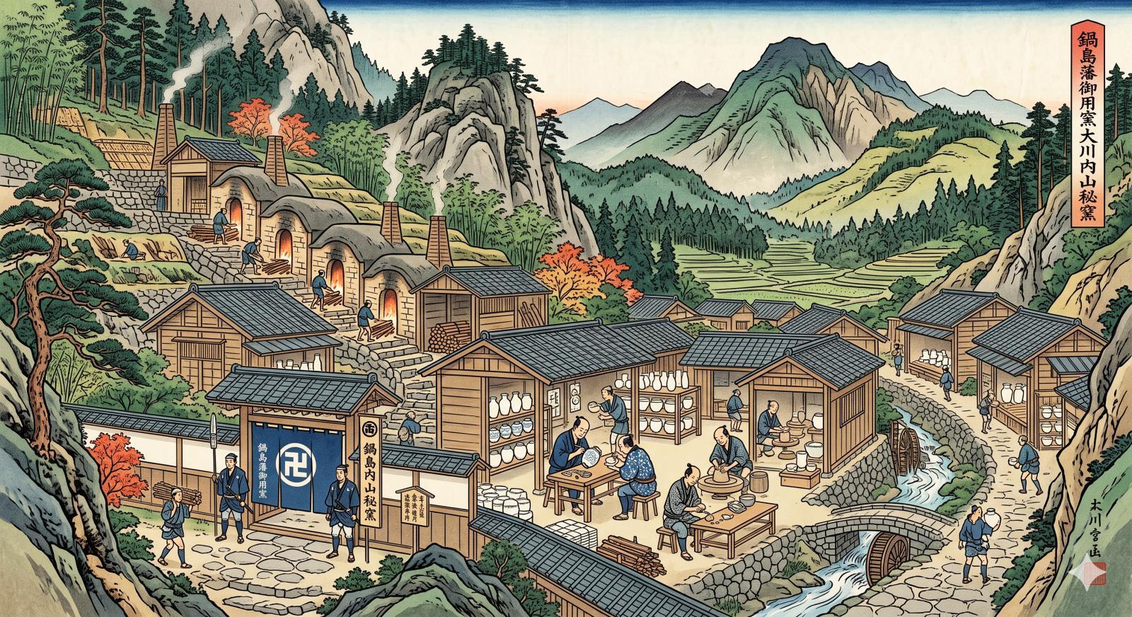 Illustration of the Nabeshima domain kiln in the Edo period