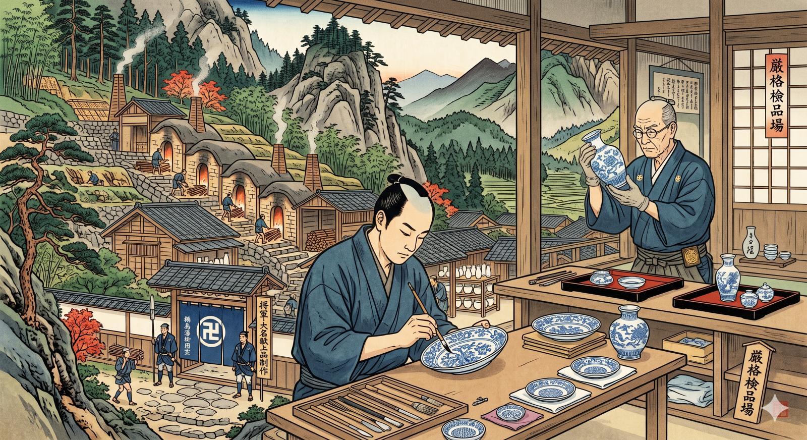 Artisans working at the Nabeshima domain kiln