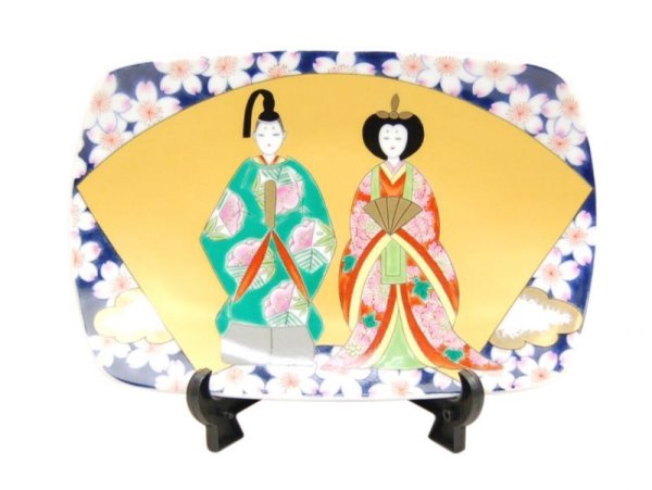 [Made in Japan] Senmen hina Ornamental plate (Large)  (a plate displayed at the Girls' Festival)