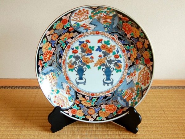 [Made in Japan] Kinran kikuna Ornamental plate(39cm)