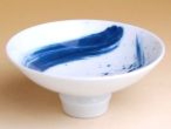 Photo1: Sake Cup Ryumon Blue brush (8.5cm/3.3in) (1)