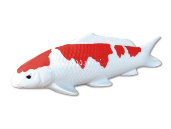 Photo1: Figurine Koi kohaku Carp red and white (30cm/11.8in) (1)