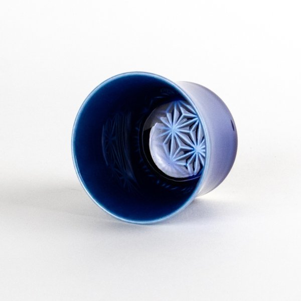 Photo2: Sake Cup Asanoha Ruri Blue (2)