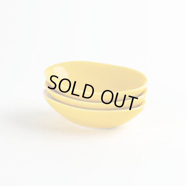 Photo5: Small Plate Oval mamezara Yellow (7cm/2.7in) (5)