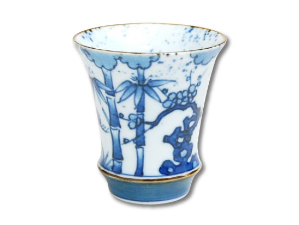 [Made in Japan] Sometsuke Syochikubai (Vertical) SAKE GLASS