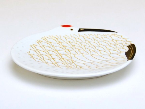 Photo2: Small Plate (9cm) Kinsai Tsuru Crane (2)