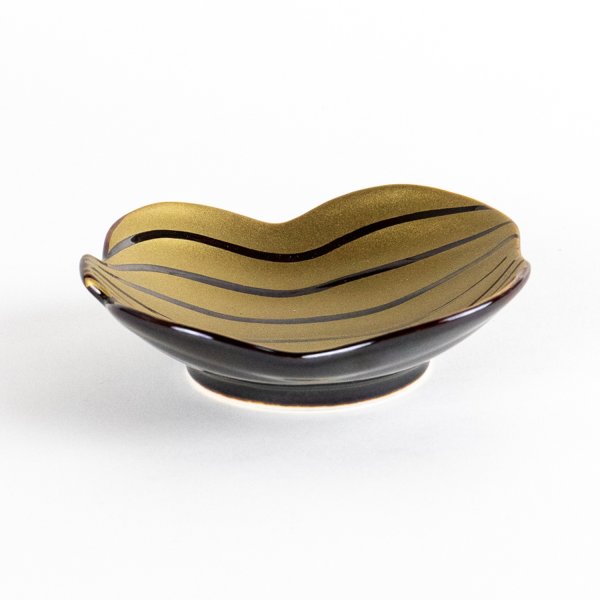 Photo3: Gourd-Shaped Small Plate Nishiki Kinsai Gold (9 cm/3.5 in) (3)