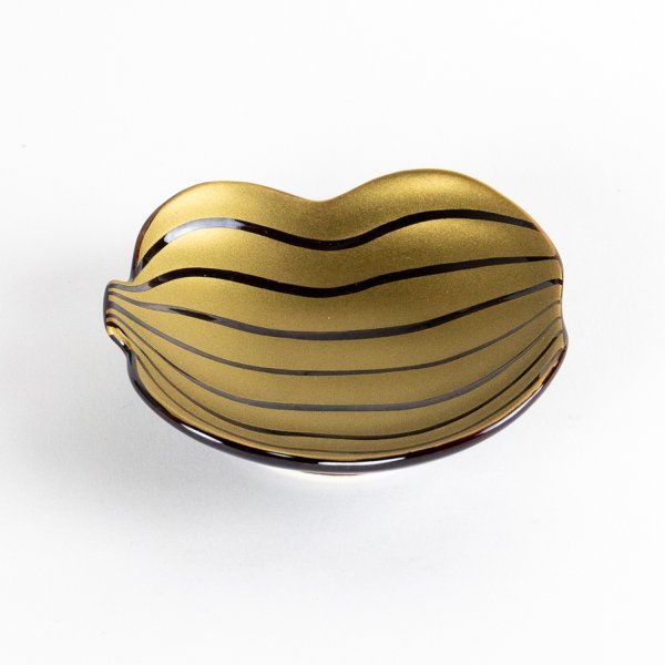 Photo4: Gourd-Shaped Small Plate Nishiki Kinsai Gold (9 cm/3.5 in) (4)