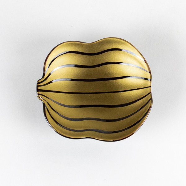 Photo5: Gourd-Shaped Small Plate Nishiki Kinsai Gold (9 cm/3.5 in) (5)