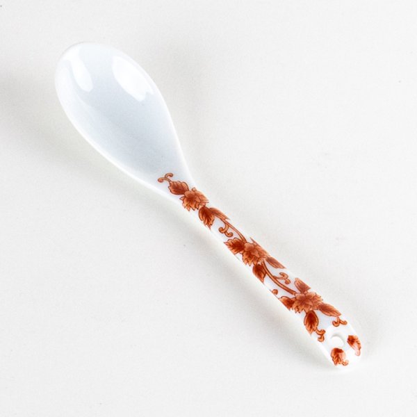 Photo1: Porcelain Dessert Spoon Karakusa Red (1)