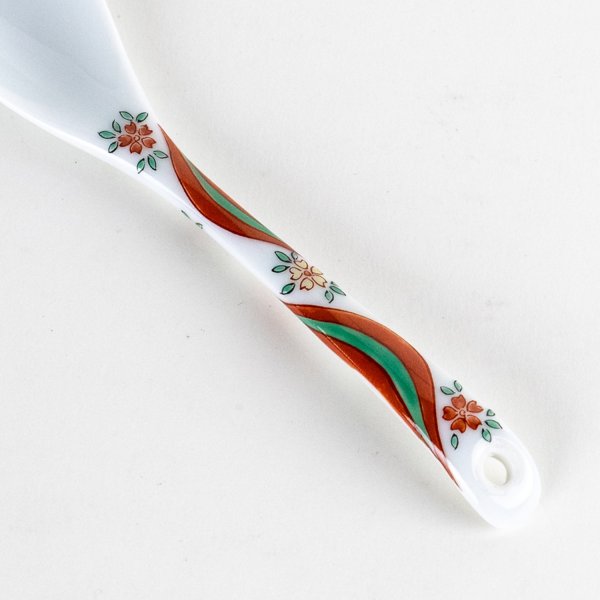 Photo2: Porcelain Dessert Spoon Ryusui Red (2)