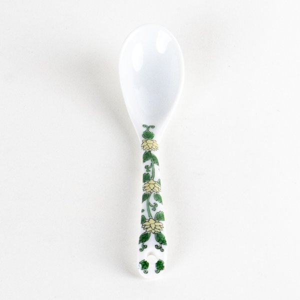 Photo4: Porcelain Dessert Spoon Nishiki-Hanakarakusa Green (4)
