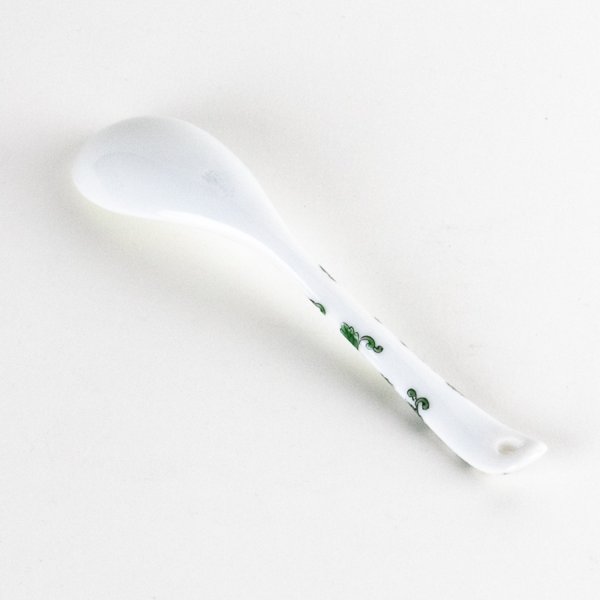 Photo5: Porcelain Dessert Spoon Nishiki-Hanakarakusa Green (5)