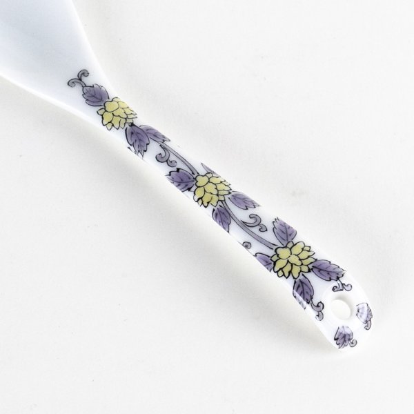 Photo2: Porcelain Dessert Spoon Nishiki-Hanakarakusa Purple (2)