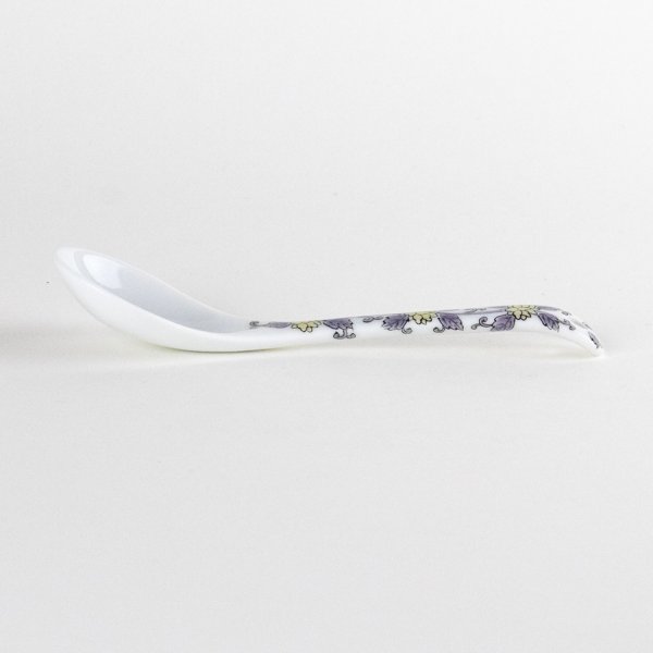 Photo3: Porcelain Dessert Spoon Nishiki-Hanakarakusa Purple (3)