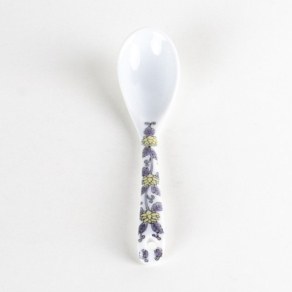 Photo4: Porcelain Dessert Spoon Nishiki-Hanakarakusa Purple (4)