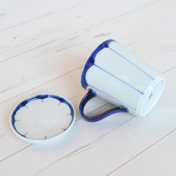 Photo4: Mug with lid Mikan wari Blue (4)