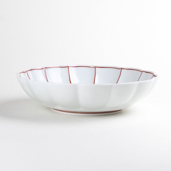 Photo5: Medium Bowl Akae fuchidori sen (18.3cm/7.2in) (5)