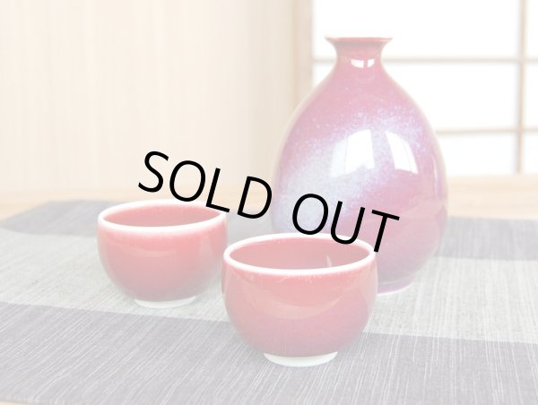 Photo2: Sake set 1 pc Tokkuri bottle and 2 pcs Cups Shinsha (2)