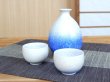 Photo2: Sake set 1 pc Tokkuri bottle and 2 pcs Cups Aizome suiteki (2)