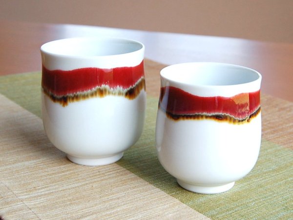 Photo2: Yunomi Tea Cup for Green Tea Silk road (pair) (2)