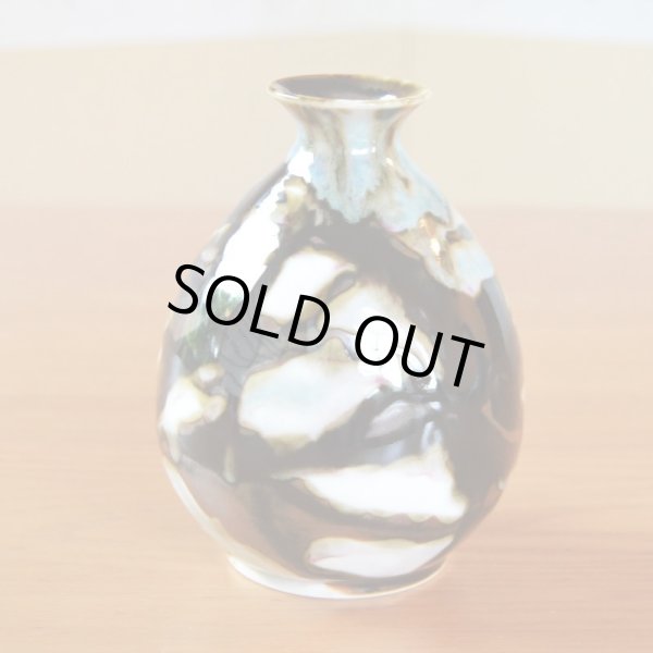 Photo6: Sake set 1 pc Tokkuri bottle and 2 pcs Cups "Ryokuei"  Green Shadow | Kusuo Baba's work in Shinemon Kiln (6)