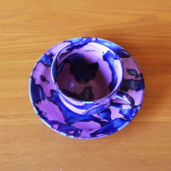 Photo4: Coffee Cup and Saucer Oboro-sakura | Kusuo Baba's work in Shinemon Kiln (4)