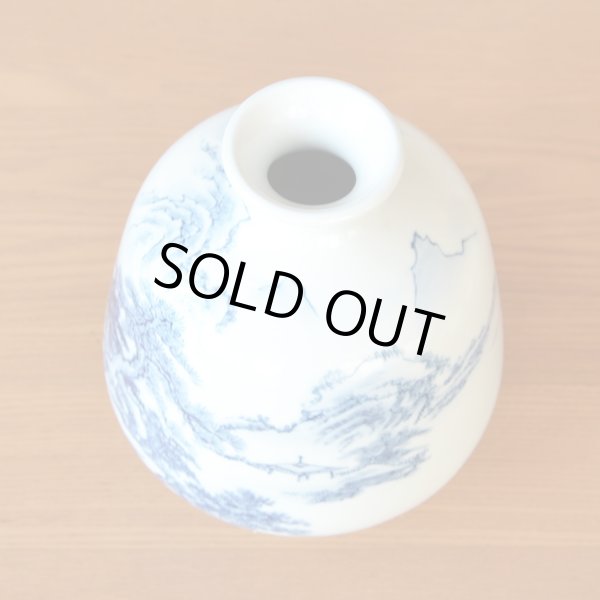 Photo5: Vase Sometsuke Sansui Landscape | The first-generation head of the Shinemon Kiln (5)