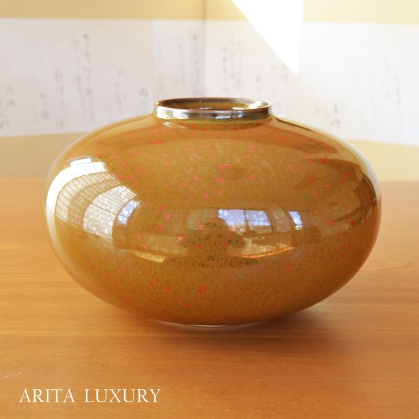 Photo1: Kinko Tenmoku Broad-Bodied Vase by First-Generation Shinemon, Shinemon Kiln (1)