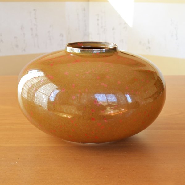 Photo2: Kinko Tenmoku Broad-Bodied Vase by First-Generation Shinemon, Shinemon Kiln (2)