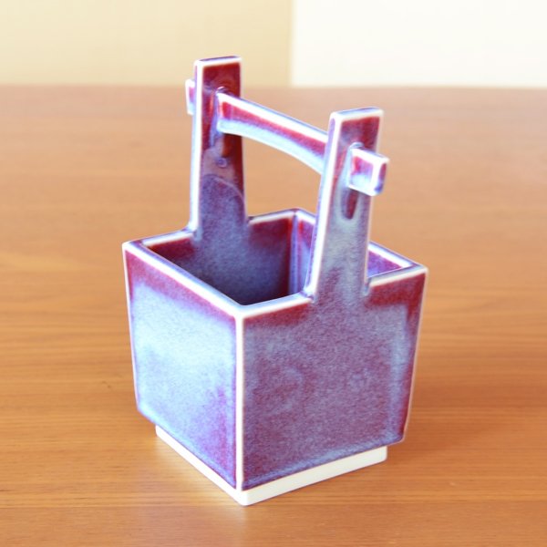 Photo3: Saiun Handled Small Flower Vase by Kusuo Baba, Second-Generation Shinemon, Shinemon Kiln (3)