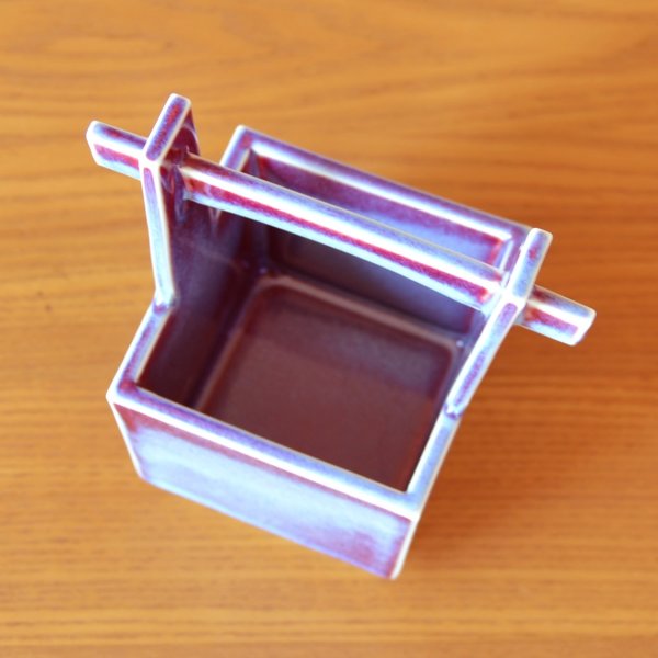 Photo4: Saiun Handled Small Flower Vase by Kusuo Baba, Second-Generation Shinemon, Shinemon Kiln (4)