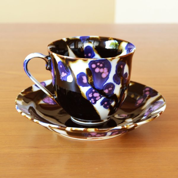 Photo2: Iki Coffee Cup and Saucer by Kusuo Baba, Second-Generation Shinemon, Shinemon Kiln (2)