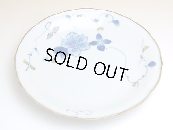 Photo2: Large Plate (21cm) Somenishiki hana botan (2)