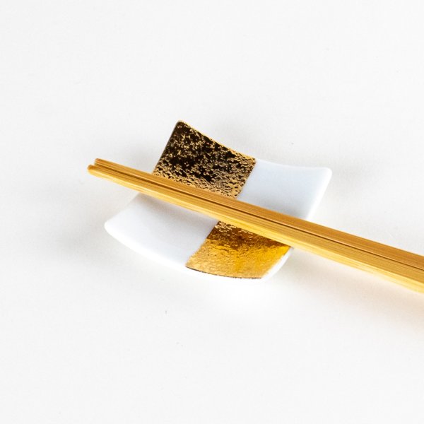 Photo5: Chopstick Rest Ichimatsu Gold & White (5)